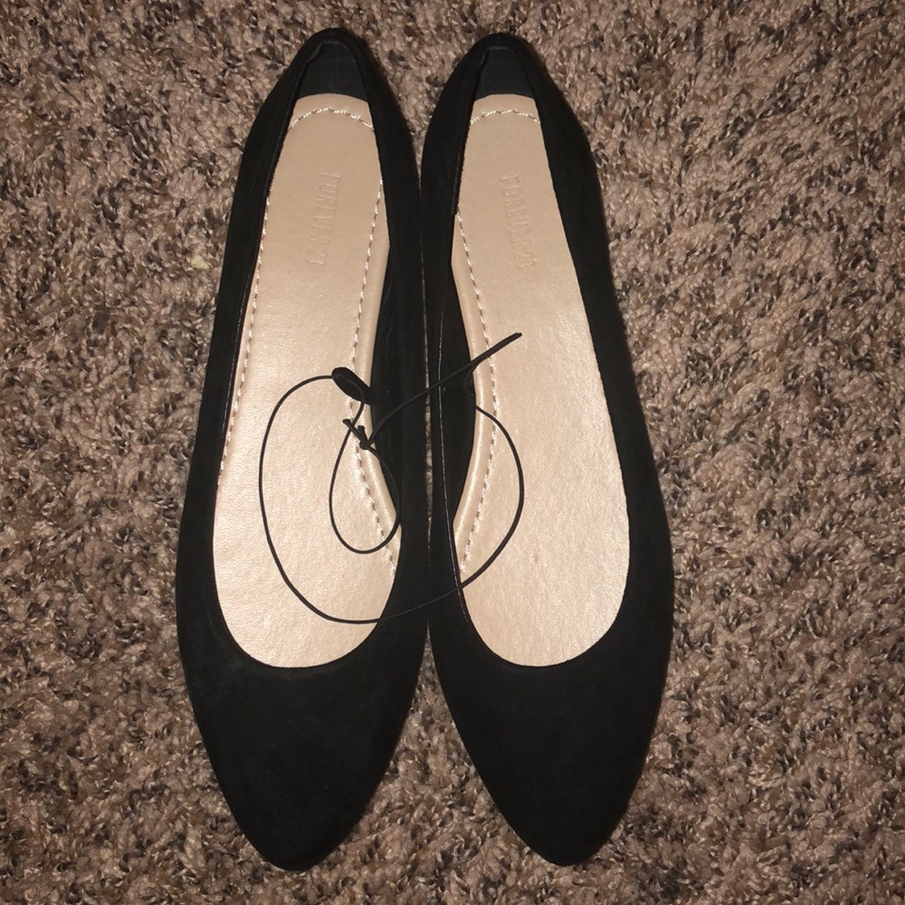 Black suede flats